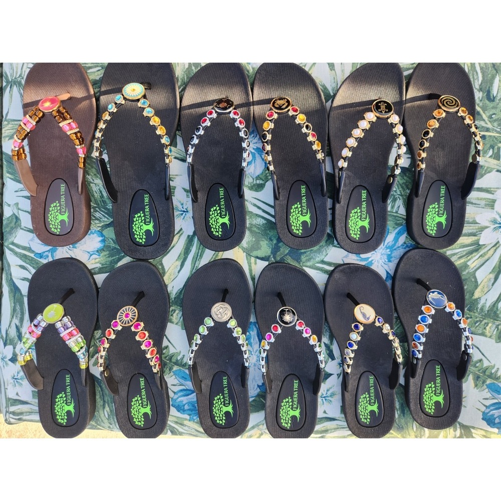 Steph Beautiful Crystal Flip Flops Sandals SUPER COMFY Size 10 - Picture 4 of 5